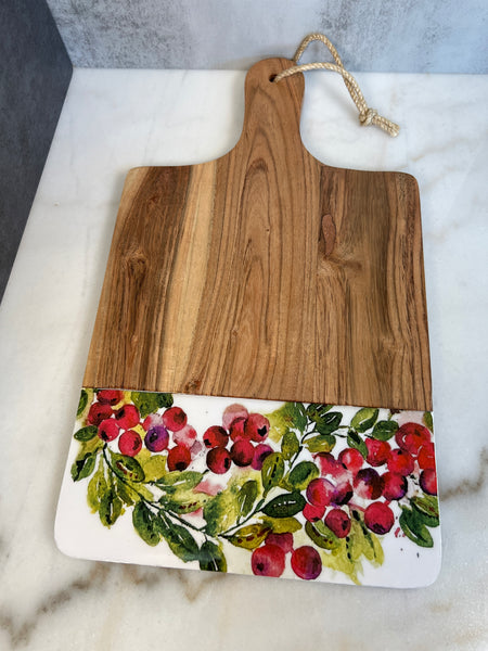 Holiday cutting board and wooden spoons set