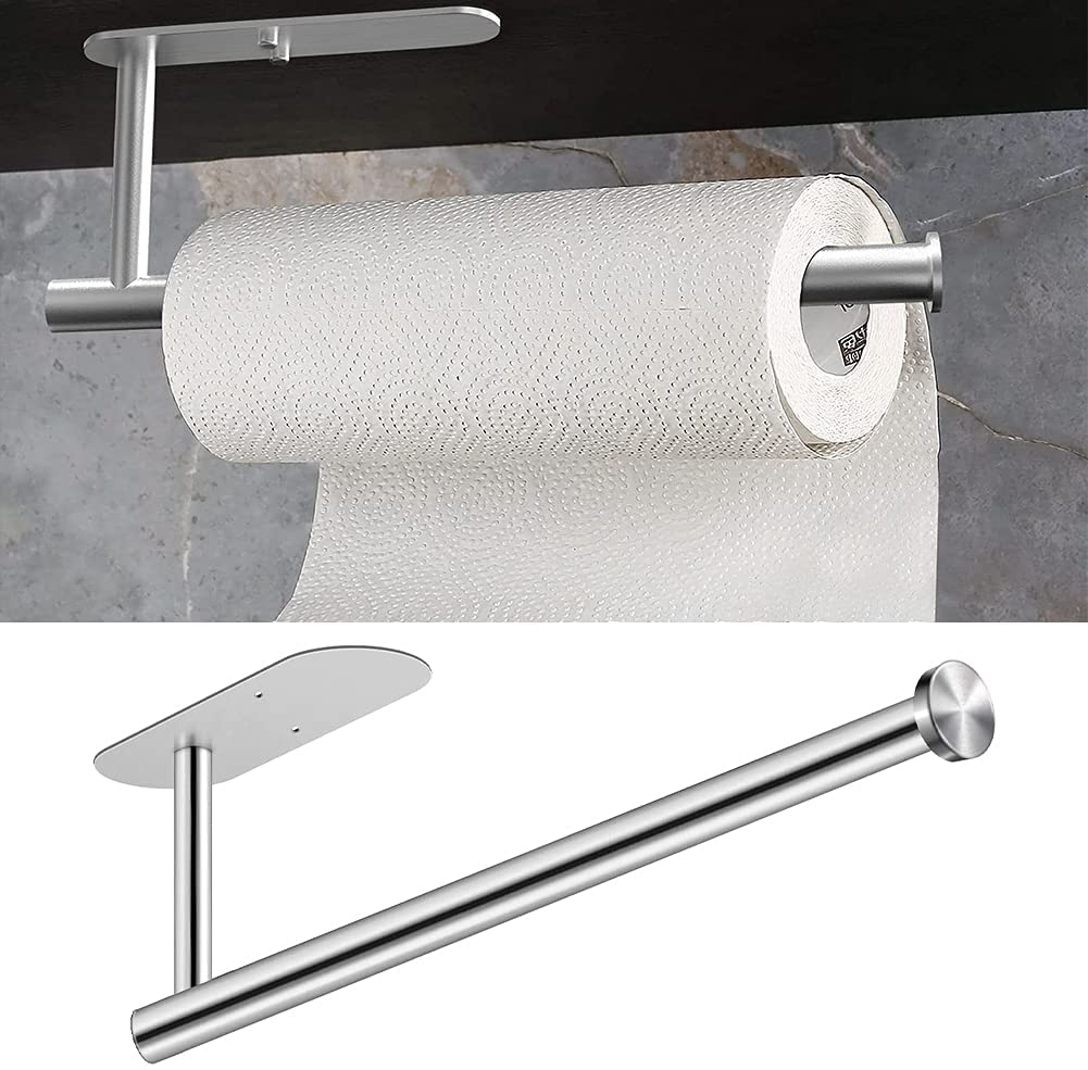 1pc Stainless Steel Kitchen Paper Towel Holder, Self Adhesive